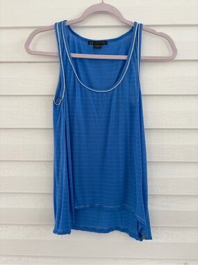 Armani Exchange Blue Striped Tank Top S A|X Sheer Lightweight Y2K